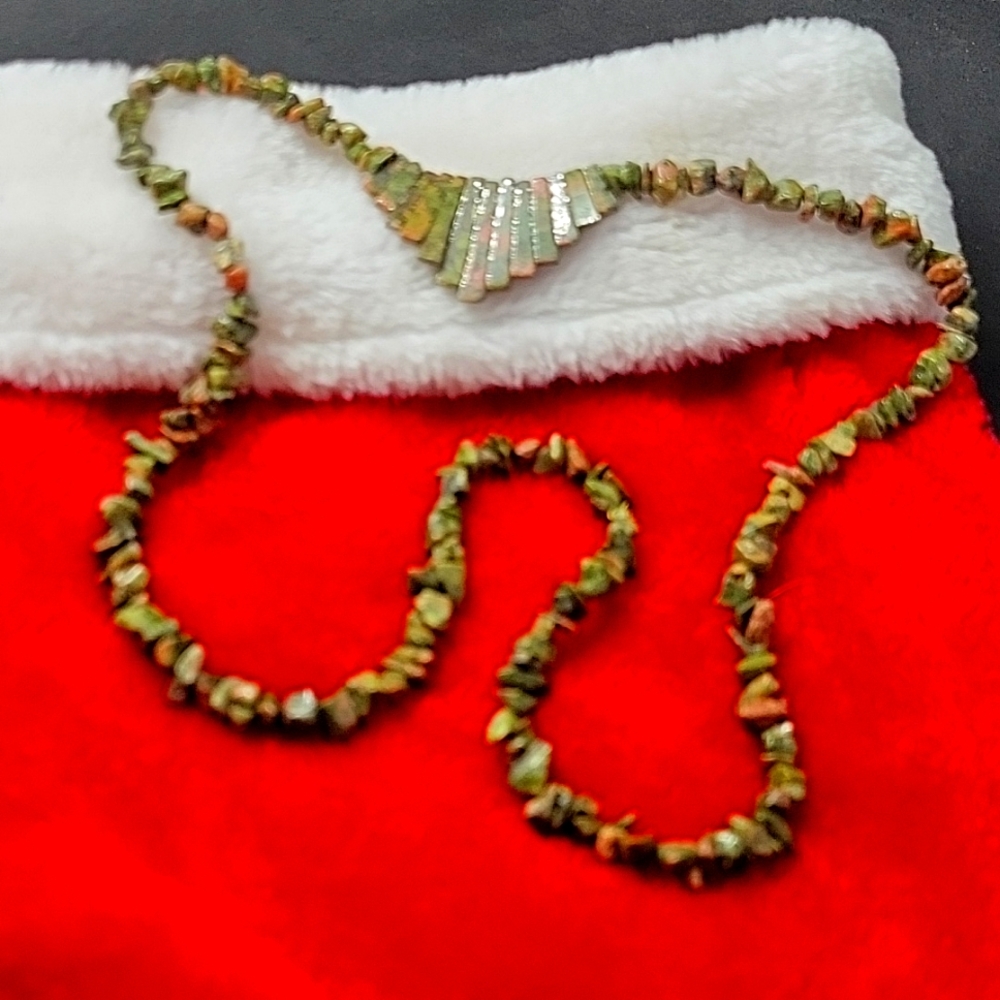Unakite Stone Fan Necklace